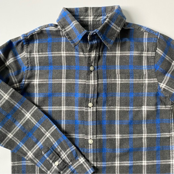 Janie and Jack Shirt Size 8 Boys Button Up Plaid Dress Gray Blue 100% Cotton EUC - Picture 3 of 16